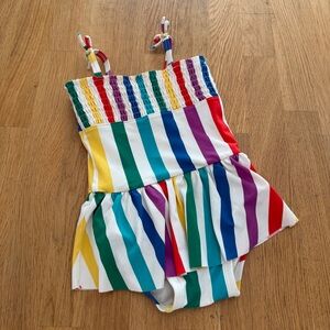 Hanna Andersson 12-18 MONTHS Multicolor Stripes Smocked One Piece Bathing Suit